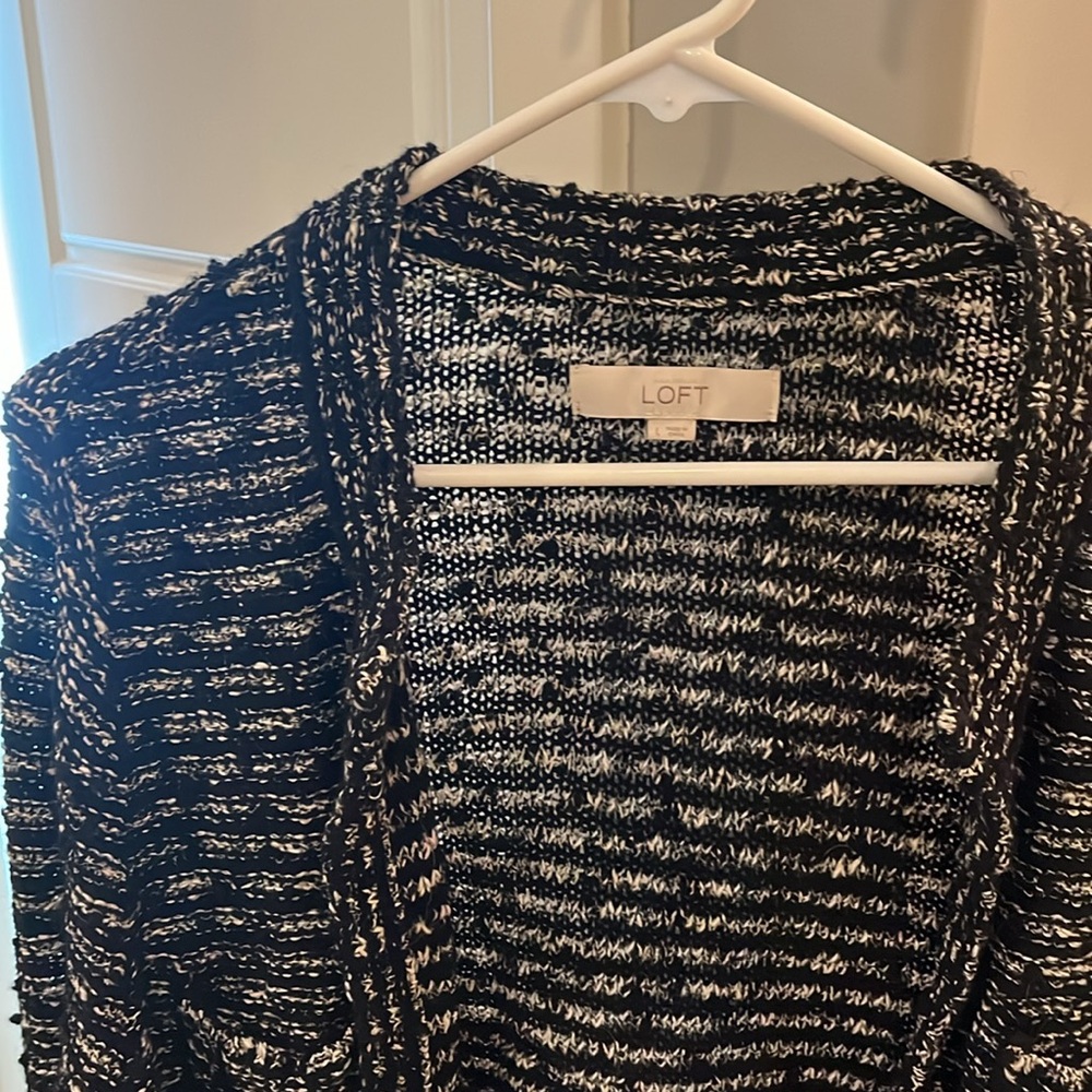 Loft Knit Black and White Textured Jacket